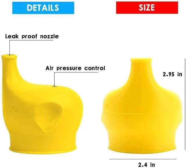 Alt view image 2 of 7 - Silicone Sippy Cup Lids, 5 Packs Elephant Spill-Proof Sippy Cup for Babies, Toddlers and Kids
