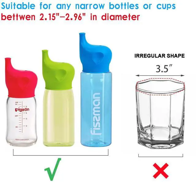 Alt view image 6 of 7 - Silicone Sippy Cup Lids, 5 Packs Elephant Spill-Proof Sippy Cup for Babies, Toddlers and Kids