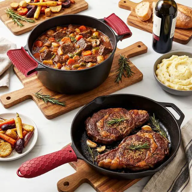 Alt view image 7 of 7 - Set of 4 Silicone Hot Handle Cover Heat Resistant Pot Grip Holder Non-Slip Pot Handle Pan Sleeve Grip Potholder for Cast Iron Skillets, Griddles, Frying Pans and Metal Cookware (Red)