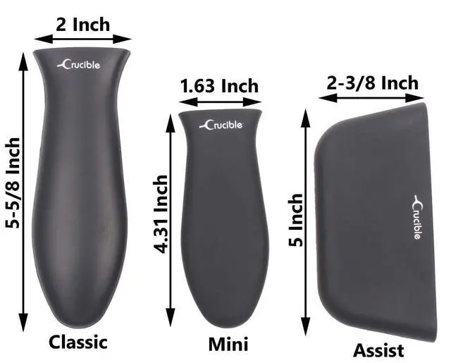 Alt view image 4 of 7 - Silicone Hot Handle Holders, Potholders (5-Pack Mix Black) for Cast Iron Skillets, Pans, Frying Pans & Griddles, Metal and Aluminum Cookware Handles - Sleeve Grip, Handle Cover