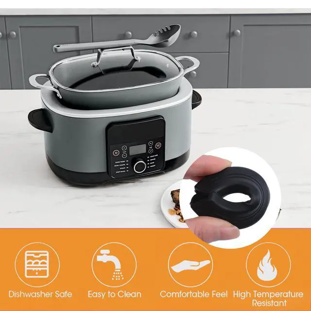 Alt view image 3 of 7 - Pairs of Silicone Pot Handle Cover, Black Non Slip Heat Resistant Handle Covers Slow Cooker Reusable Silicone Handle Cover