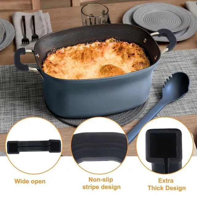 Alt view image 4 of 7 - Pairs of Silicone Pot Handle Cover, Black Non Slip Heat Resistant Handle Covers Slow Cooker Reusable Silicone Handle Cover