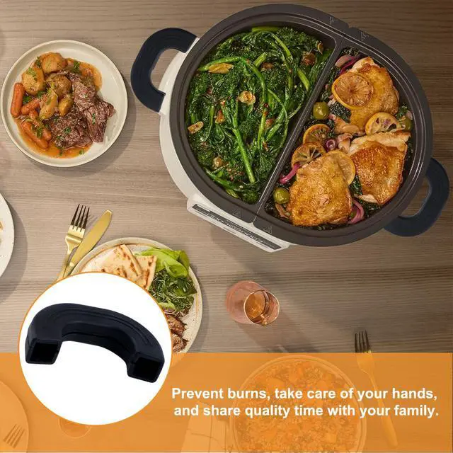 Alt view image 7 of 7 - Pairs of Silicone Pot Handle Cover, Black Non Slip Heat Resistant Handle Covers Slow Cooker Reusable Silicone Handle Cover