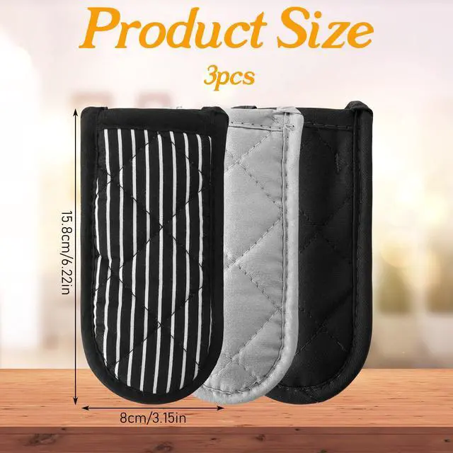Alt view image 2 of 7 - 3 PCS Cast Iron Skillet Handle Covers, Pot Handle Covers Heat Resistant Cotton Pan Reusable Non-Slip Pot Holders Sleeves Mitt for Kitchen Baking Cooking Supplies