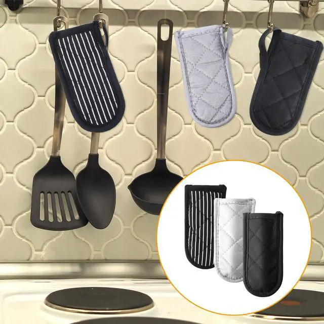 Alt view image 5 of 7 - 3 PCS Cast Iron Skillet Handle Covers, Pot Handle Covers Heat Resistant Cotton Pan Reusable Non-Slip Pot Holders Sleeves Mitt for Kitchen Baking Cooking Supplies