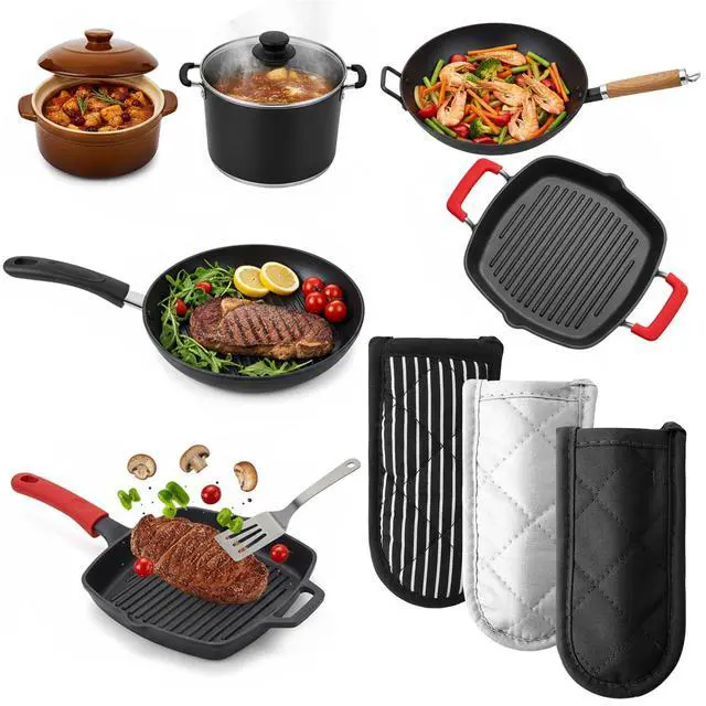 Alt view image 6 of 7 - 3 PCS Cast Iron Skillet Handle Covers, Pot Handle Covers Heat Resistant Cotton Pan Reusable Non-Slip Pot Holders Sleeves Mitt for Kitchen Baking Cooking Supplies