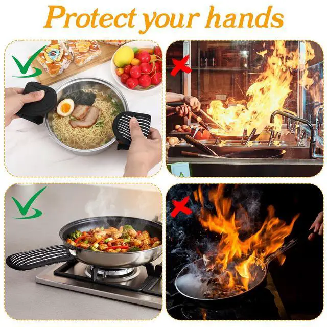 Alt view image 7 of 7 - 3 PCS Cast Iron Skillet Handle Covers, Pot Handle Covers Heat Resistant Cotton Pan Reusable Non-Slip Pot Holders Sleeves Mitt for Kitchen Baking Cooking Supplies