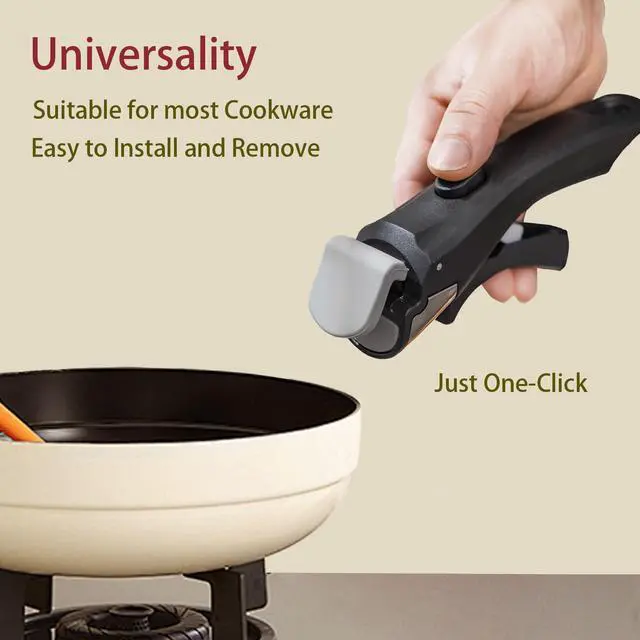 Alt view image 2 of 6 - Removable Handle, Detachable Pot Handles with 2 PCS Silicone Oven Mitts Heat Resistant, Universal Pan Handle, Replacement Handles for Pots and Pans, Fits All Cookware-Black