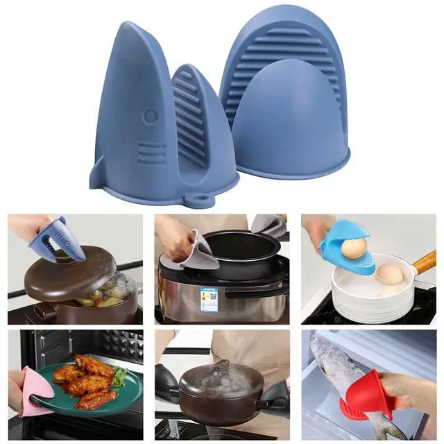 Alt view image 2 of 6 - Silicone Oven Mitts Heat Resistant, Silicone Potholders for Kitchen, Air Fryer,Baking, Mini Rubber Oven Glove (Blue)