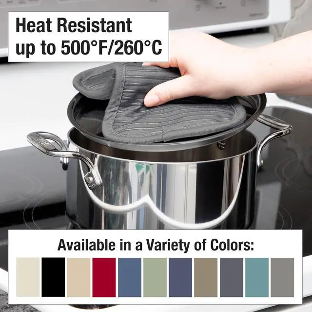 Alt view image 6 of 7 - Premium Pot Holder & Heating Pad, (2-Pack) Heat Resistant to 500 Degrees, 100% Cotton 10"x6.25" for Kitchen and Barbeque, Pewter