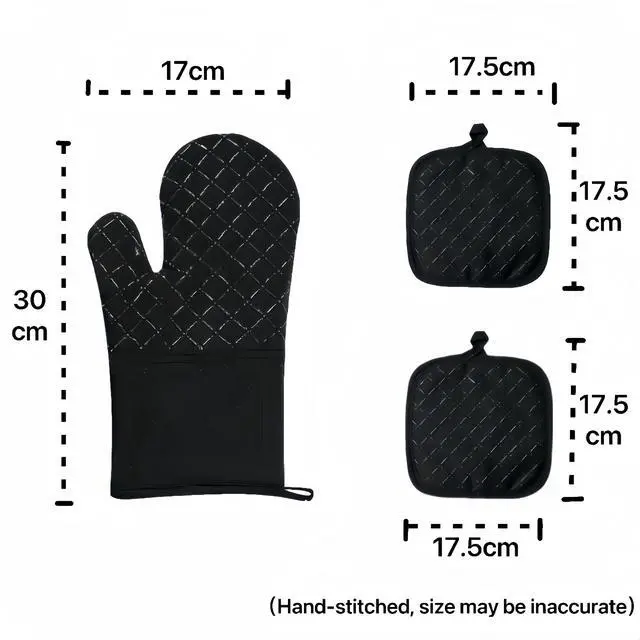 Alt view image 2 of 6 - Oven Mitts and Pan Racks 4-Piece Set, Extended Kitchen Oven Mitts and Pan Racks, Heat Resistant 500 °F, Silicone Non-Slip Surface for Baking and Cooking (Black)