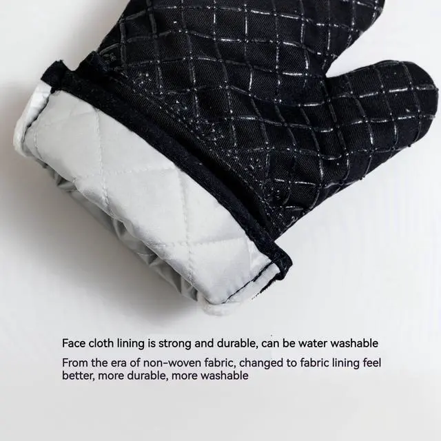 Alt view image 4 of 6 - Oven Mitts and Pan Racks 4-Piece Set, Extended Kitchen Oven Mitts and Pan Racks, Heat Resistant 500 °F, Silicone Non-Slip Surface for Baking and Cooking (Black)