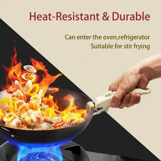 Alt view image 3 of 6 - Removable Pot Handle, Cream White Detachable Pan Handles, Universal Pan Handle, Replacement Handles for Pots and Pans with 2 PCS Silicone Oven Mitts Heat Resistant, Fits All Cookware