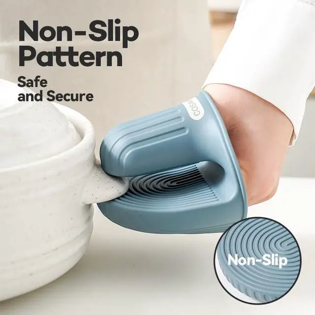 Alt view image 5 of 6 - Silicone Oven Mitts Heat Resistant Mini Oven Gloves and Pot Holders Set for Kitchen Non Slip Waterproof Pinch Grips for Cooking and Baking Set of 2