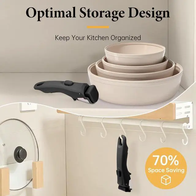 Alt view image 5 of 7 - Removable Pot Handle, Universal Pan Handle, Replacement for Pots and Pans, Fits All Cookware, Includes Spoon Rest, Durable & Heat-Resistant, Black