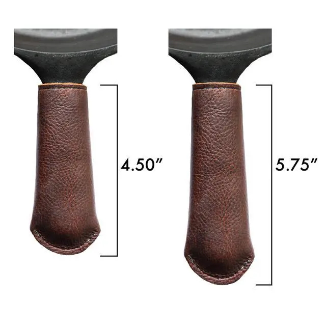 Alt view image 2 of 3 - Leather Cast Iron Skillet Pan Handle Cover (Long 5.75")