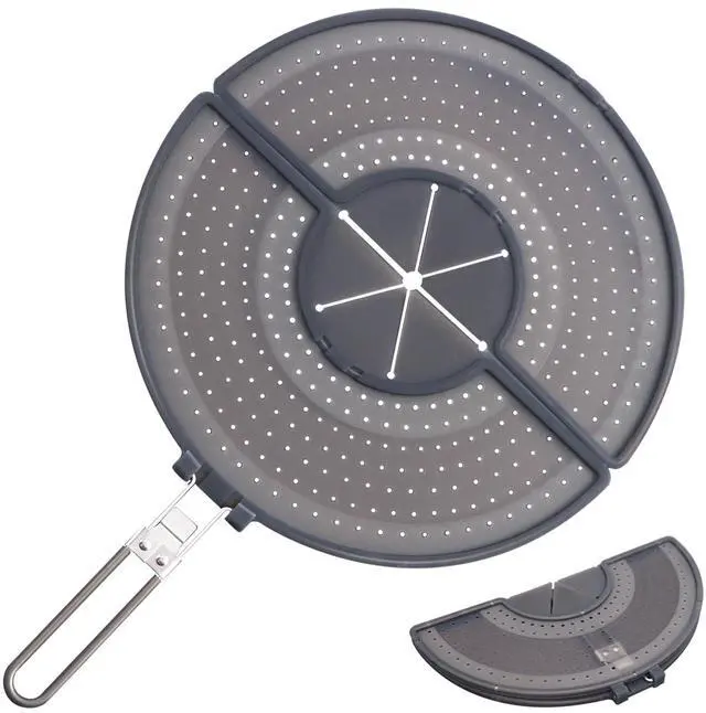Main image of Foldable Splatter Screen with Handle for 10-13" Pans, Silicone, BPA-Free,