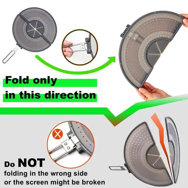 Alt view image 3 of 7 - Foldable Splatter Screen with Handle for 10-13" Pans, Silicone, BPA-Free,