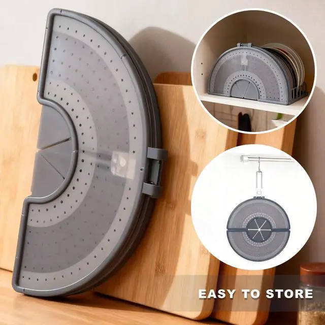 Alt view image 6 of 7 - Foldable Splatter Screen with Handle for 10-13" Pans, Silicone, BPA-Free,