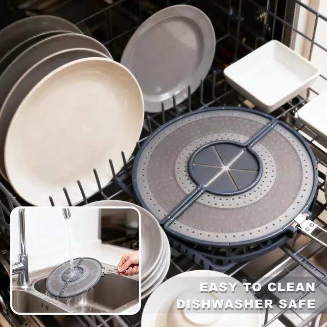 Alt view image 5 of 7 - Foldable Splatter Screen with Handle for 10-13" Pans, Silicone, BPA-Free,