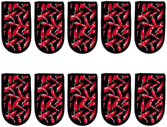 Main image of Cast Iron Skillet Pan Pot Holder Covers Mitts Black Non-Slip Washable Sleeves for BBQ Baking Kitchen Cotton Commercial Grade (Chili, 10)