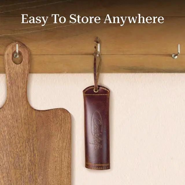 Alt view image 4 of 7 - Cast Iron Handle Cover - Extra Thick Leather Hot Handle Holder for Cast Iron Skillets - Reusable Heat Protection Up to 500°F Skillet Handle Cover