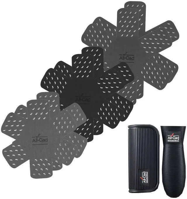 Main image of Pot Protectors & Silicone Grip Set: Pot and Pan Protectors for Kitchen Organization, 100% Silicone Heat Resistant Grip Set, 8-Piece