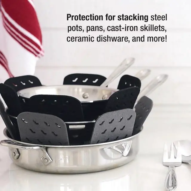 Alt view image 3 of 5 - Pot Protectors & Silicone Grip Set: Pot and Pan Protectors for Kitchen Organization, 100% Silicone Heat Resistant Grip Set, 8-Piece