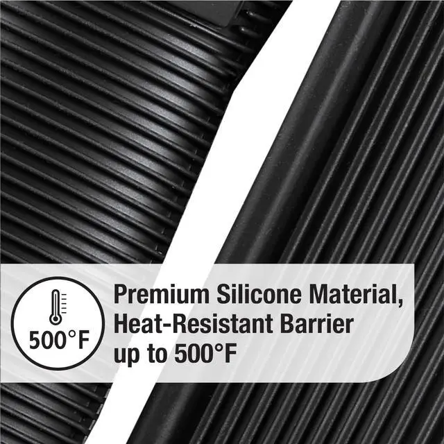 Alt view image 2 of 6 - Silicone Grip Set: 100% Silicone Flexible & Heat Resistant Ribbed Grip Set - Perfect for Cast Iron, Steel, or Glass, (2-Piece), Black/Grey
