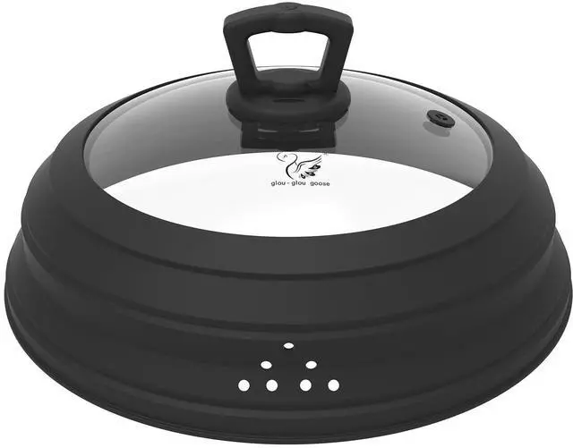 Main image of Microwave Splatter Cover Vented Lid with Collapsible Silicone for Food as Pot Cover 11.8 inch Large Plate for 6 7 8 9 10 11 inch Plate Bowl