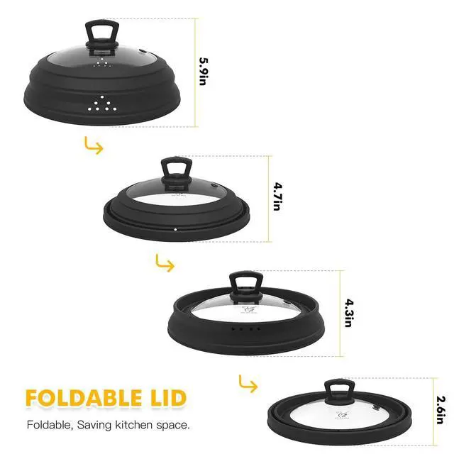 Alt view image 4 of 7 - Microwave Splatter Cover Vented Lid with Collapsible Silicone for Food as Pot Cover 11.8 inch Large Plate for 6 7 8 9 10 11 inch Plate Bowl