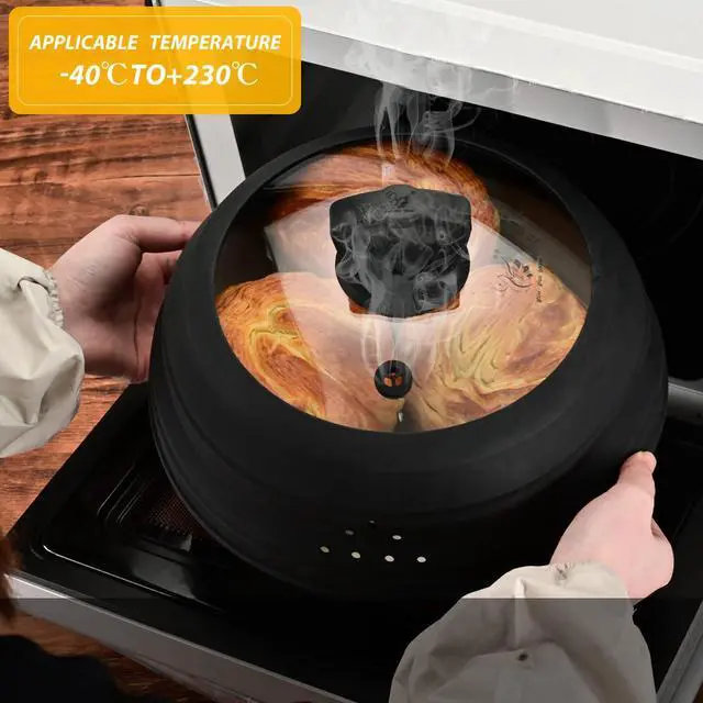 Alt view image 2 of 7 - Microwave Splatter Cover Vented Lid with Collapsible Silicone for Food as Pot Cover 11.8 inch Large Plate for 6 7 8 9 10 11 inch Plate Bowl