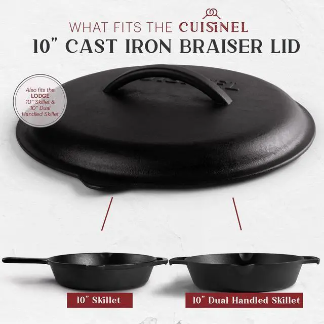 Alt view image 3 of 7 - Fits 10"-Inch Lodge Skillet Frying Pans or Braiser + Silicone Handle Holder + Care Guide - 25.4-cm Pre-Seasoned Universal Replacement Cover - Indoor/Outdoor, Fire, BBQ Safe