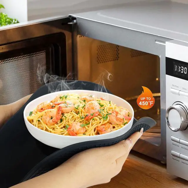 Alt view image 2 of 7 - Silicone Microwave Mats, 12" Extra Large Multi-Use Microwave Mat Heat Resistant Silicone Trivet Mat Pot Holders Hot Pads for Kitchen, Silicone Cover Pad for Microwave Oven Hot Pot Pans, Black 2Pack