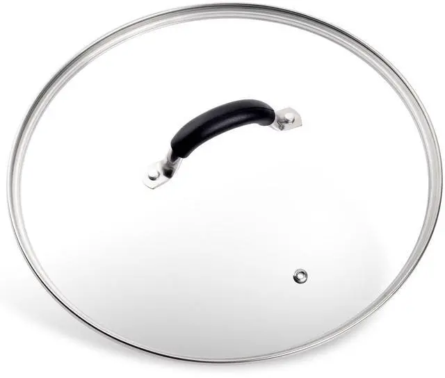 Main image of 12 Inch Tempered Glass Lid for Lodge 12" Cast Iron Skillets & 7QT Dutch Ovens Riveted Handle with Heat-Resistant Silicone Cover,Steam Vent Hole Design