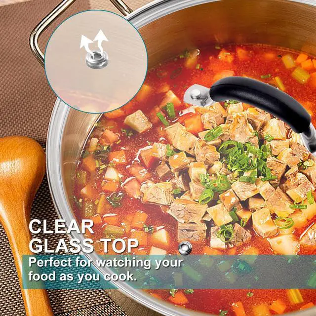 Alt view image 4 of 6 - 12 Inch Tempered Glass Lid for Lodge 12" Cast Iron Skillets & 7QT Dutch Ovens Riveted Handle with Heat-Resistant Silicone Cover,Steam Vent Hole Design