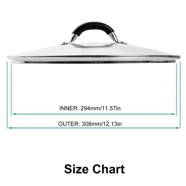 Alt view image 6 of 6 - 12 Inch Tempered Glass Lid for Lodge 12" Cast Iron Skillets & 7QT Dutch Ovens Riveted Handle with Heat-Resistant Silicone Cover,Steam Vent Hole Design