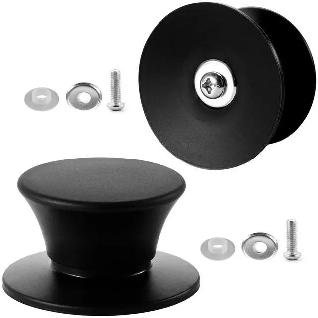 Main image of 2 PCS Universal Silicone Pot Lid Replacement Knob,Heat Resistant and Anti-Static, Easy Installation Great for Slow Cookers, Skillets and All Kitchen Cookware Lids (Black)