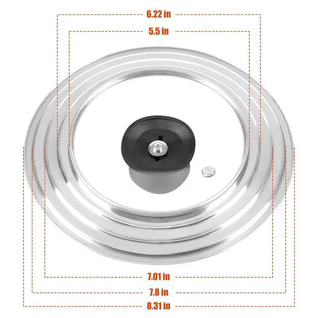 Alt view image 2 of 6 - Universal Lid for Pots and Pans Skillets, Stainless Steel Pan Cover Fits 6-7-8 Inch Cookware,Replacement Frying Pan Cover, Cast Iron Skillet Pot Lids with Heat Resistant Knob