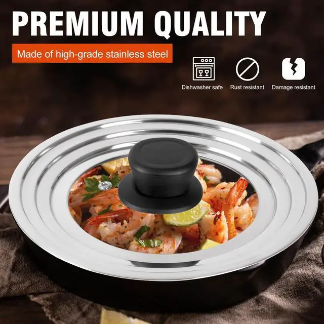 Alt view image 4 of 6 - Universal Lid for Pots and Pans Skillets, Stainless Steel Pan Cover Fits 6-7-8 Inch Cookware,Replacement Frying Pan Cover, Cast Iron Skillet Pot Lids with Heat Resistant Knob