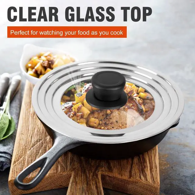 Alt view image 3 of 6 - Universal Lid for Pots and Pans Skillets, Stainless Steel Pan Cover Fits 6-7-8 Inch Cookware,Replacement Frying Pan Cover, Cast Iron Skillet Pot Lids with Heat Resistant Knob