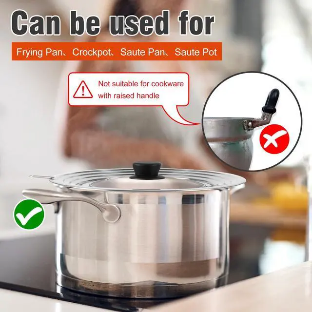 Alt view image 6 of 6 - Universal Lid for Pots and Pans Skillets, Stainless Steel Pan Cover Fits 6-7-8 Inch Cookware,Replacement Frying Pan Cover, Cast Iron Skillet Pot Lids with Heat Resistant Knob