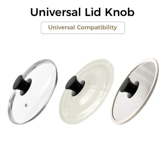 Alt view image 4 of 7 - 2 PCS Universal Silicone Pot Lid Replacement Knob,Heat Resistant and Anti-Static, Easy Installation Great for Slow Cookers, Skillets and All Kitchen Cookware Lids (Black)