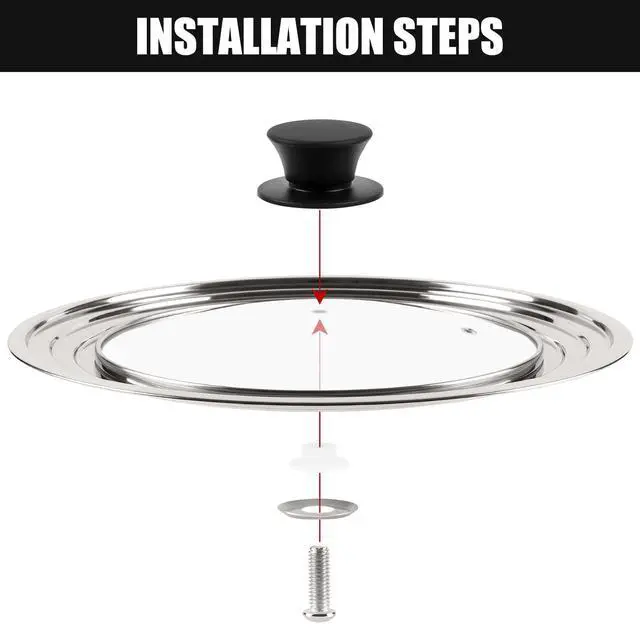 Alt view image 7 of 7 - Pan Lid Fits 11, 12 & 13 Inch Cookware, Universal Lid for Pots, Pans and Skillets,Replacement Frying Pan Cover with Tempered Glass Top, Stainless Steel Cast Iron Skillet Lids - Heat Resistant Handle
