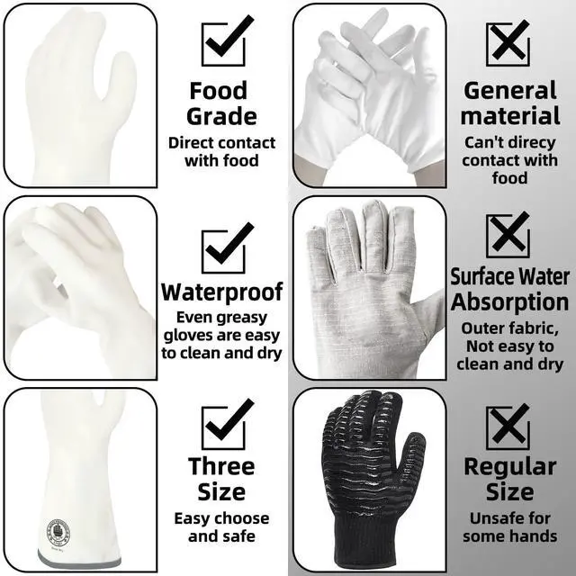 Alt view image 6 of 7 - Silicone Oven Gloves, Heat Resistant Oven Gloves with Fingers, Kitchen Oven Mitts Smoker Barbecue Gloves for Baking, Grilling, Cooking, Food Grade, Waterproof (9)