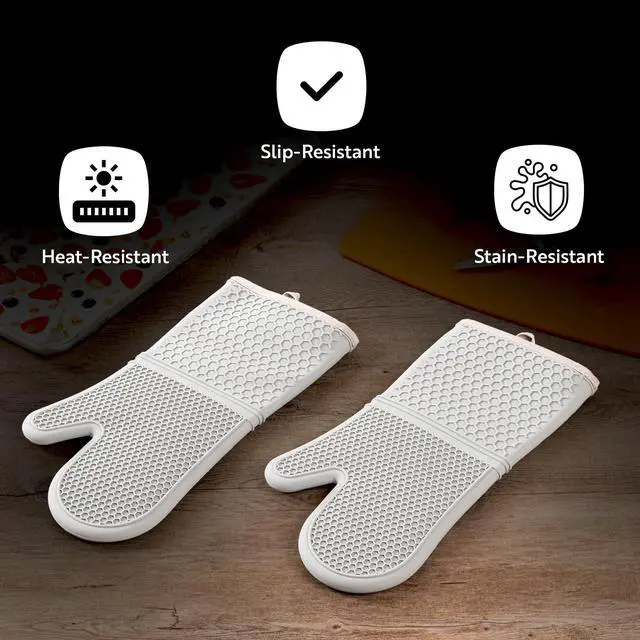 Alt view image 4 of 7 - Comfy Grip 4.3 x 3.5 x 4.2 Inch Mini Oven Mitt Pot Holders 1 Food-Grade Finger Mitt Set - 2-Piece Set Oven-Ready Up To 446F Gray Silicone Pinch Mitts Ribbed Texture Dishwashable