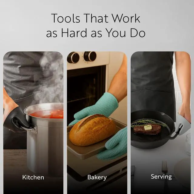 Alt view image 6 of 7 - Comfy Grip 4.3 x 3.5 x 4.2 Inch Mini Oven Mitt Pot Holders 1 Food-Grade Finger Mitt Set - 2-Piece Set Oven-Ready Up To 446F Gray Silicone Pinch Mitts Ribbed Texture Dishwashable