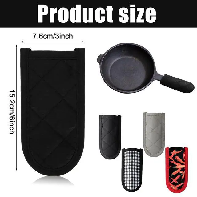 Alt view image 2 of 7 - Pcs Cast Iron Skillet Handle Covers Heat Resistant Pot Handle Covers Non Slip Cotton Pot Sleeves Holder Mitts Machine Washable for Kitchen Baking Cooking Cookwares(Plaid Style)