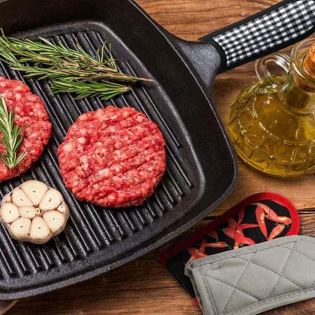 Alt view image 7 of 7 - Pcs Cast Iron Skillet Handle Covers Heat Resistant Pot Handle Covers Non Slip Cotton Pot Sleeves Holder Mitts Machine Washable for Kitchen Baking Cooking Cookwares(Plaid Style)