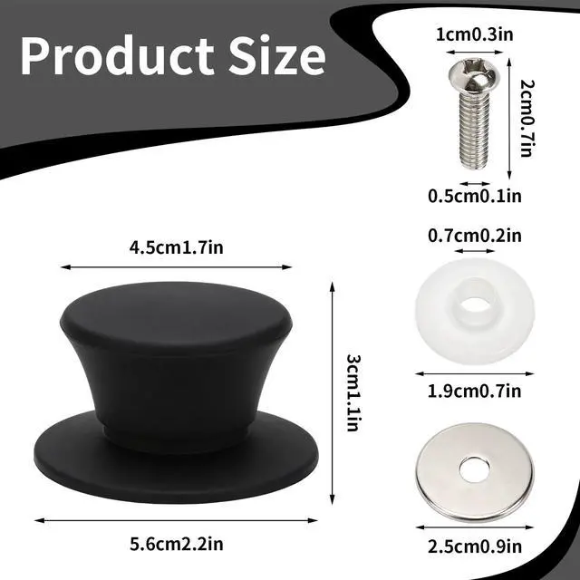 Alt view image 2 of 7 - 2 Pcs Universal Pot Lid Replacement Knobs, Silicone Pan Lid Holding Handles with Screws, Fits Most Glass, Stainless Steel & Ceramic Lids